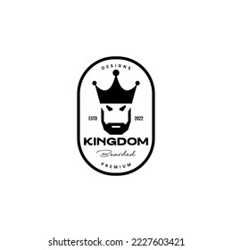 head man bearded polygonal badge vintage logo design