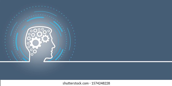 Head of a man. Chaos planning. cogwheels chaos brain. Cogwheel, gear mechanism settings tools. Fun drawing vector gears person icon or sign. Service cog brain pattern or template banner. Think big.