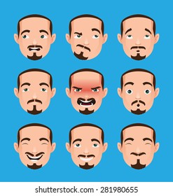 Head man character emotions