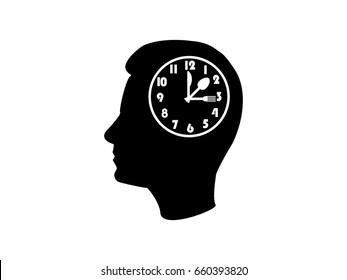 Head of a man, clock, dinner, icon, vector illustration of an Eps10