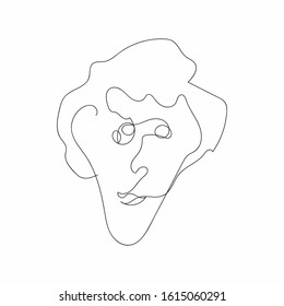 Head of a man drawn in one line. Abstract sketch. Isolated vector illustration.