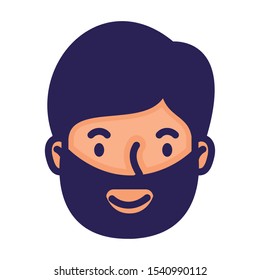 head man face with beard avatar character vector illustration design