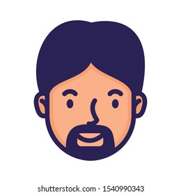head man face with beard avatar character vector illustration design