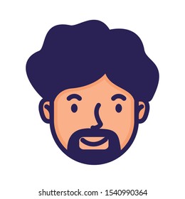 head man face with beard avatar character vector illustration design