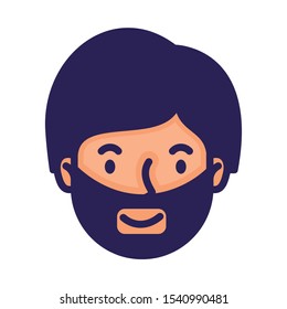 head man face with beard avatar character vector illustration design
