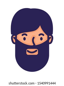 head man face with beard avatar character vector illustration design