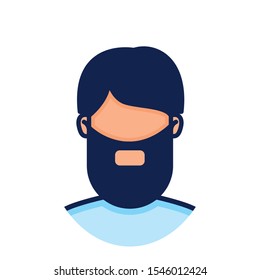 head man face with beard avatar character vector illustration design
