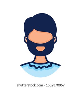 head man face with beard avatar character vector illustration design