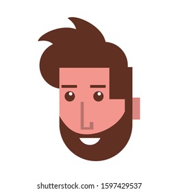 head man face with beard character vector illustration design