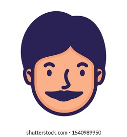 head man face with mustache avatar character vector illustration design