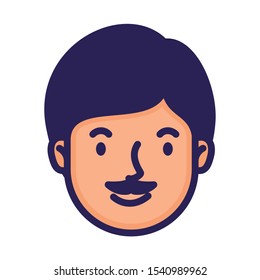 head man face with mustache avatar character vector illustration design