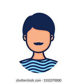 head man face with mustache avatar character vector illustration design
