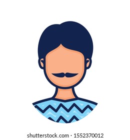 head man face with mustache avatar character vector illustration design