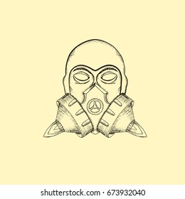 The head of a man in a gas mask. Vector illustration.