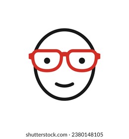 Head of a man with glasses. Simple minimal vector.