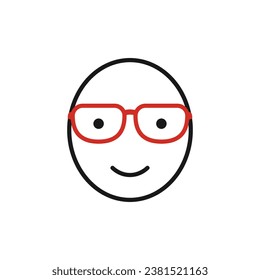 Head of a man with glasses. Simple minimal vector.