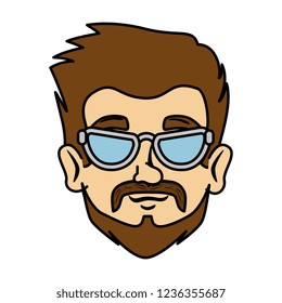 head man hipster with mustache and glasses