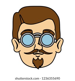 head man hipster with mustache and glasses