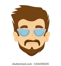 head man hipster with mustache and glasses