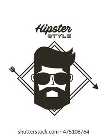 head man hipster style isolated icon vector illustration design