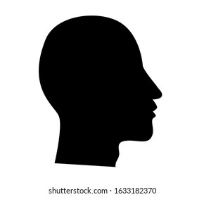 Head man icon. Isolated vector illustration. Men head silhouette male profile. Black silhouette. Man boy icon. Person illustration. EPS 10