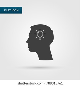 Head man idea flat icon. bulb concept vector illustration