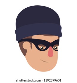 head of man with mask of thief avatar character