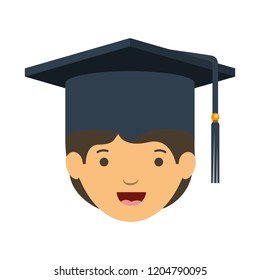 head of man with mortarboard avatar character