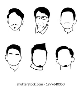 Head of a man nine pose and style hair