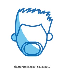 head man no face blue line silhouette