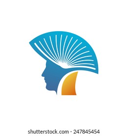 Head of the man with open book as a mohawk logo template