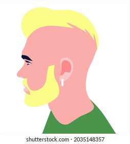Head of man in profile. Avatar of stylish for social networks. Abstract male portrait, face side view. vector illustration in flat style