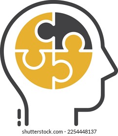 Head man of the puzzle, icon, vector.