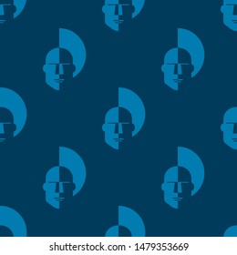 Head man seamless pattern. Background. Abstract geometric shape texture. Design template for wallpapers,wrapping, textile. Vector Illustration