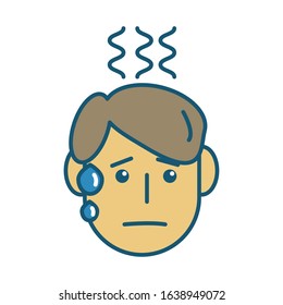 head man sick with fever character vector illustration design