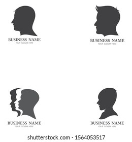 head man silhouette black logo design vector icon