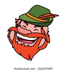 head of man smiling with hat on white background vector illustration design