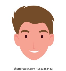 head of man smiling on white background vector illustration design