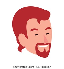head of man smiling on white background vector illustration design