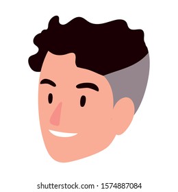 head of man smiling on white background vector illustration design