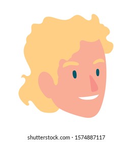 head of man smiling on white background vector illustration design