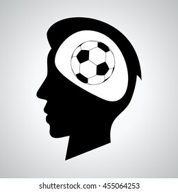 Head. man. soccer. Flat illustration. Vector