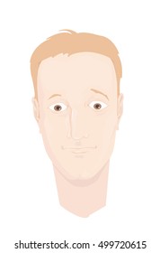 Head of a man with uncertain emotion (thinking, doubtful, amazed). Vector illustration. Cartoon style.
