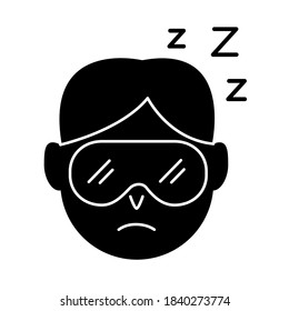 head man wearing sleep mask with Insomnia z letters silhouette style icon vector illustration design