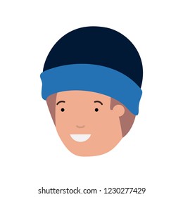 head of man with winter hat avatar character