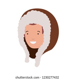 head of man with winter hat avatar character