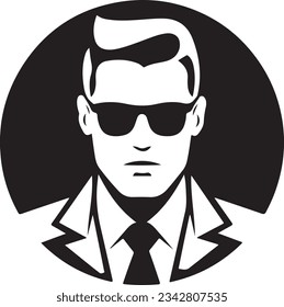 head of the manwith mustache and beard, wearing glasses, icon, vector