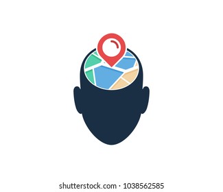 Head Map Icon Logo Design Element