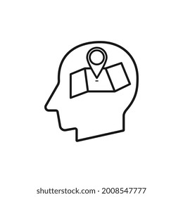 Head with Map marker sign silhouette vector illustration
