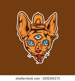 head of the mascot vector of a three-eyed Egyptian cat